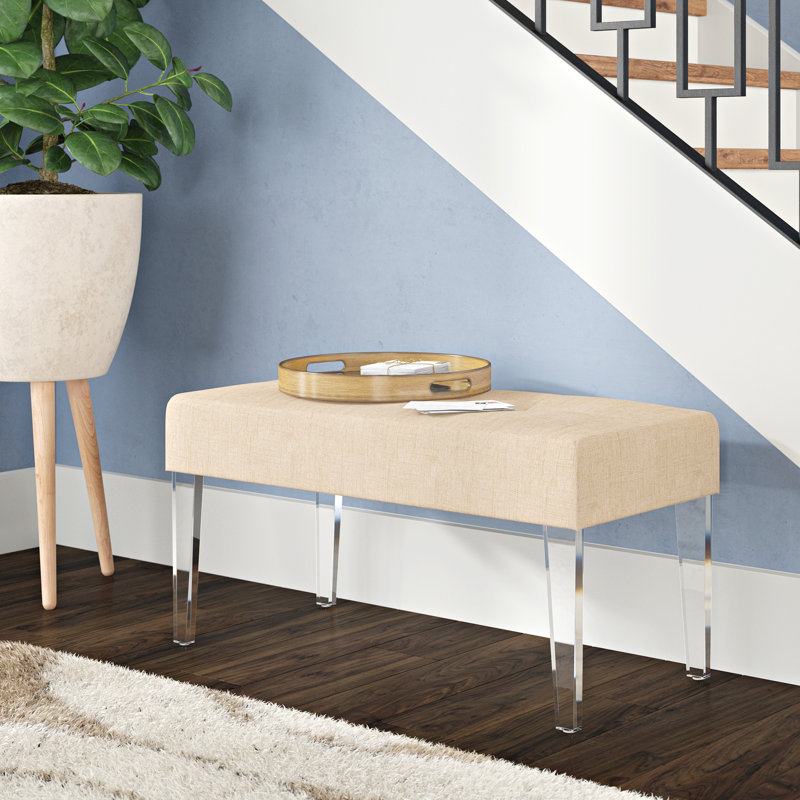 Ivy Bronx Amey Acrylic Leg Rectangular Upholstered Bench & Reviews